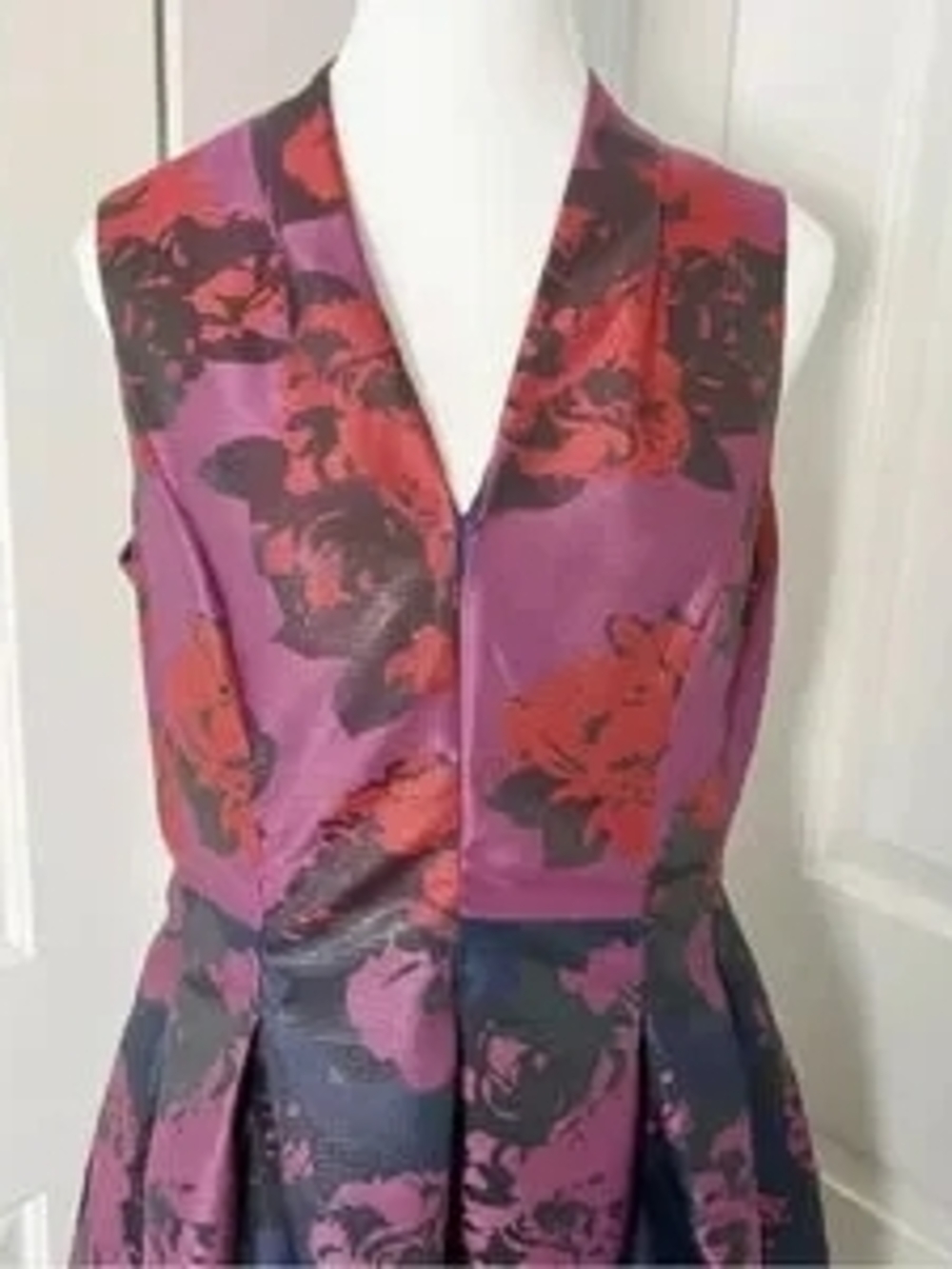 Vince Camuto Purple and Navy Floral Jacquard Mini Dress - Picture 2 of 6